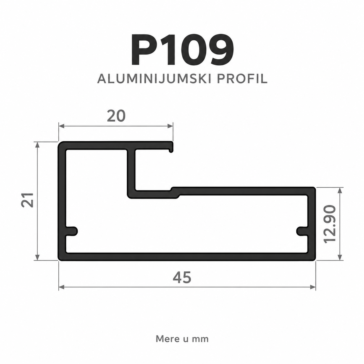 ALUMINIJUMSKI PROFIL ZA RAMOVE P109 (3 metra) - Slika 2
